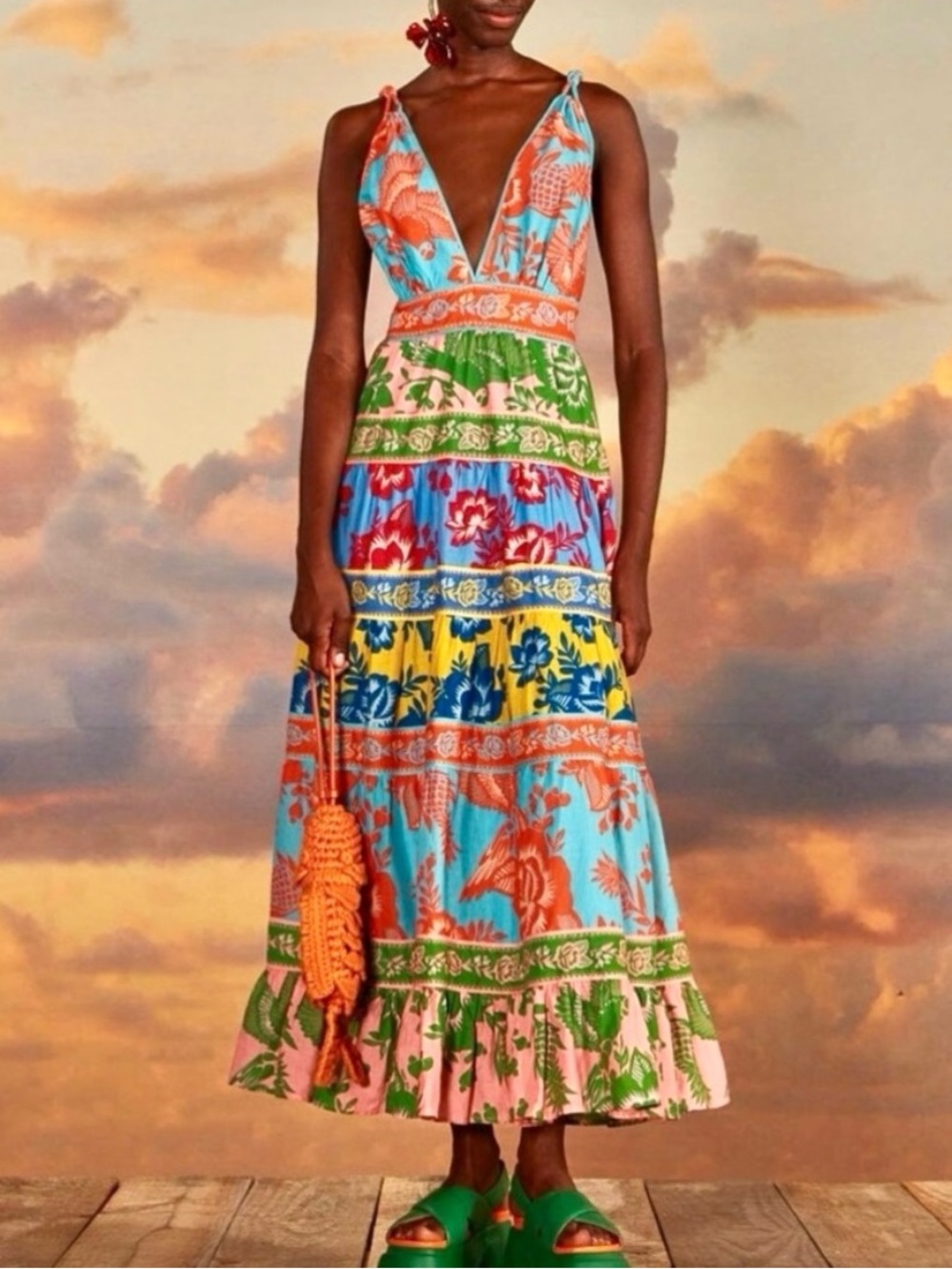 🌺🎉HP🎉🌺 NWT Farm Rio Lace Garden Mix Midi Dress - Picture 3 of 16